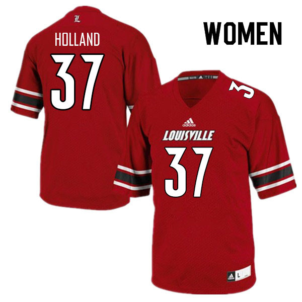 Women #37 Austin Holland Louisville Cardinals College Football Jerseys Sale-Red - Click Image to Close